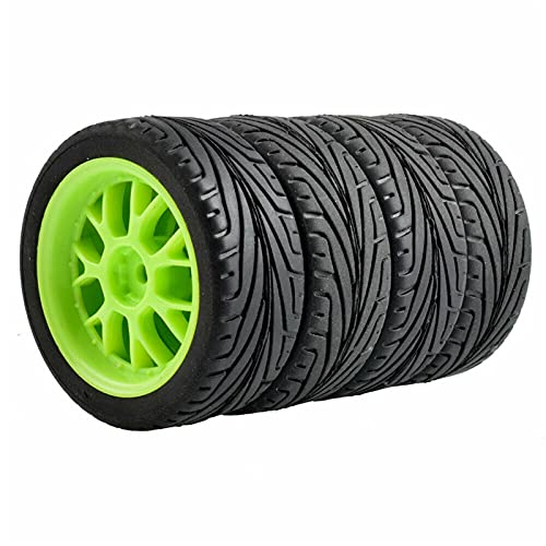 Yurefax 4 Stück Grip-Reifen und Felgen, for HSP, for HPI, 1:10 On-Road Speed ​​Car RC 907-8010 RC-Autoreifen(907G-8010) von Yurefax