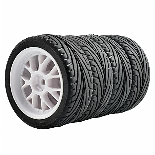 Yurefax 4 Stück Grip-Reifen und Felgen, for HSP, for HPI, 1:10 On-Road Speed ​​Car RC 907-8010 RC-Autoreifen(907W-8010) von Yurefax