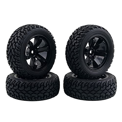 Yurefax 4 Stück Gummireifen ABS-Rad, for HSP, for HPI, 1/16 1:16 On-Road Car RC 701-8019 RC-Autoreifen(Black) von Yurefax