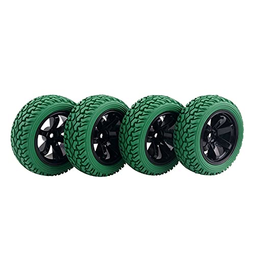 Yurefax 4 Stück Gummireifen ABS-Rad, for HSP, for HPI, 1/16 1:16 On-Road Car RC 701-8019 RC-Autoreifen(Green) von Yurefax