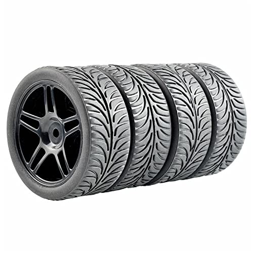 Yurefax 4 Stück Gummireifen ABS-Rad, for HSP, for HPI, 1:10 On-Road Car RC 905-8007 RC-Autoreifen(905B-8007) von Yurefax