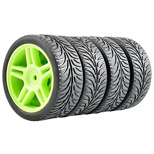 Yurefax 4 Stück Gummireifen ABS-Rad, for HSP, for HPI, 1:10 On-Road Car RC 905-8007 RC-Autoreifen(905G-8007) von Yurefax