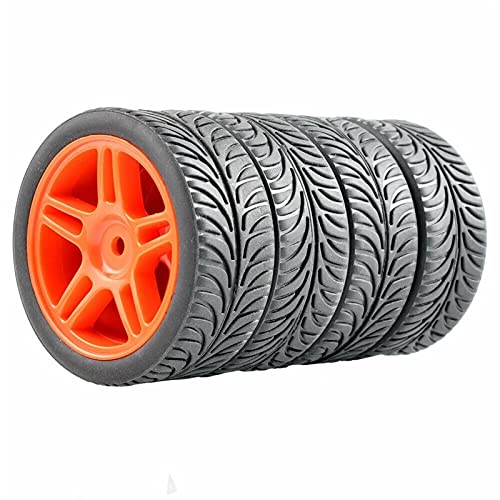 Yurefax 4 Stück Gummireifen ABS-Rad, for HSP, for HPI, 1:10 On-Road Car RC 905-8007 RC-Autoreifen(905R-8007) von Yurefax