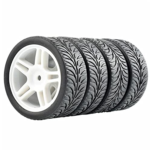 Yurefax 4 Stück Gummireifen ABS-Rad, for HSP, for HPI, 1:10 On-Road Car RC 905-8007 RC-Autoreifen(905W-8007) von Yurefax