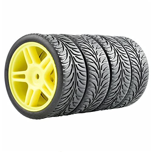 Yurefax 4 Stück Gummireifen ABS-Rad, for HSP, for HPI, 1:10 On-Road Car RC 905-8007 RC-Autoreifen(905Y-8007) von Yurefax