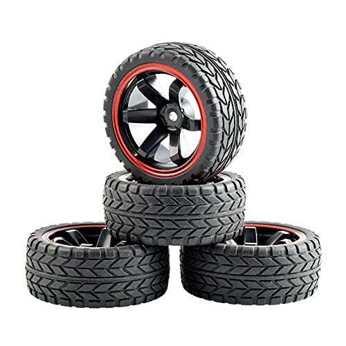 Yurefax 4 Stück RC Flat Racing Reifen Reifenfelge, for HSP, for HPI, 1:10 On-Road Car 701A-6017 RC-Autoreifen von Yurefax