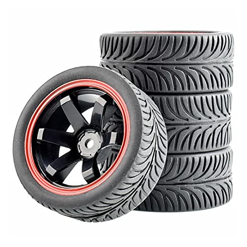 Yurefax 4 Stück RC Flat Racing Reifen Reifenfelge, for HSP, for HPI, 1:10 On-Road Car 701A-8007 RC-Autoreifen von Yurefax