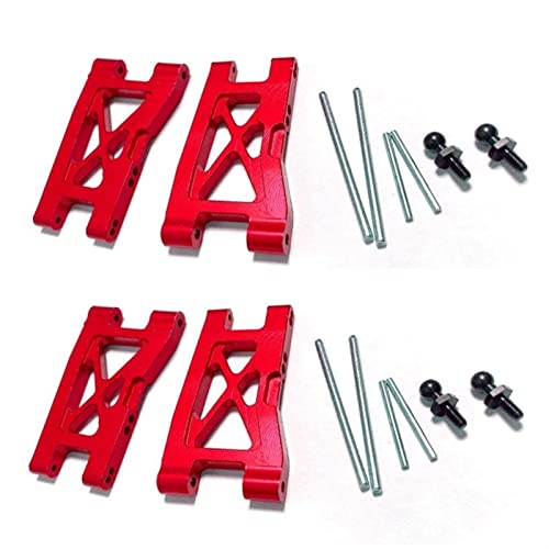 Yurefax 4-teiliger vorderer und hinterer Querlenker aus Metall, for Traxxas, for LaTrax, for Teton 1/18 RC-Auto-Upgrade-Teilezubehör Querlenkerverbindung(Red) von Yurefax
