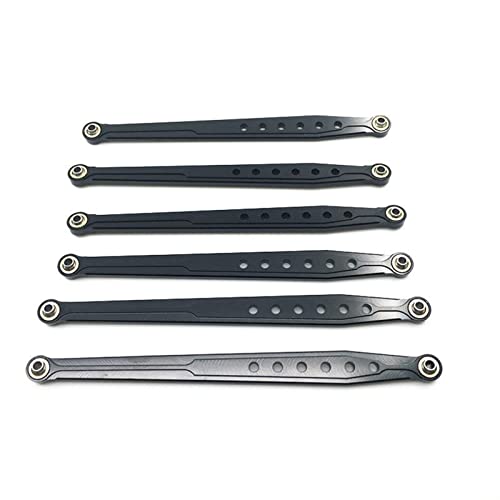 Yurefax 6 STÜCKE RC Auto Chassis Link Aluminium Unteres Und Oberes Chassis Verbindungsgestänge 1/10 RC Crawler, for Axial, for SCX10 Querlenkerverbindung(Black) von Yurefax