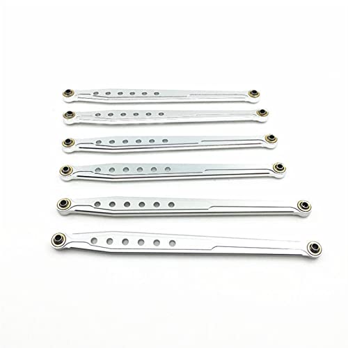 Yurefax 6 STÜCKE RC Auto Chassis Link Aluminium Unteres Und Oberes Chassis Verbindungsgestänge 1/10 RC Crawler, for Axial, for SCX10 Querlenkerverbindung(Silver) von Yurefax
