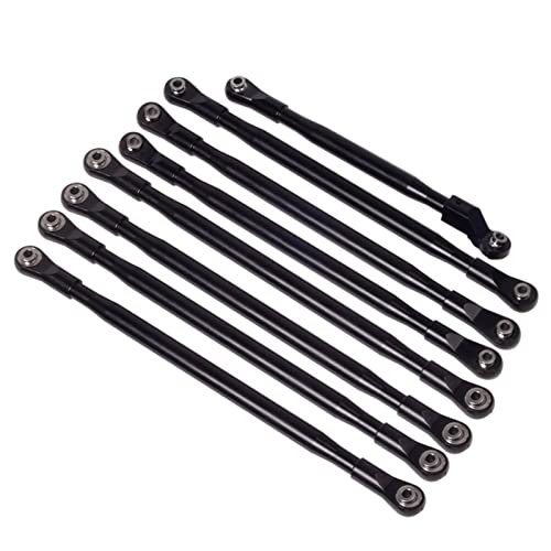 Yurefax 8-teiliges Aluminium-Panhardstab-Aufhängungsgestänge-Set mit Metallstangenende 1/6 RC Crawler Car, for Axial, for SCX6 JLU Wrangler Querlenkerverbindung(Black) von Yurefax