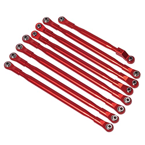 Yurefax 8-teiliges Aluminium-Panhardstab-Aufhängungsgestänge-Set mit Metallstangenende 1/6 RC Crawler Car, for Axial, for SCX6 JLU Wrangler Querlenkerverbindung(Red) von Yurefax