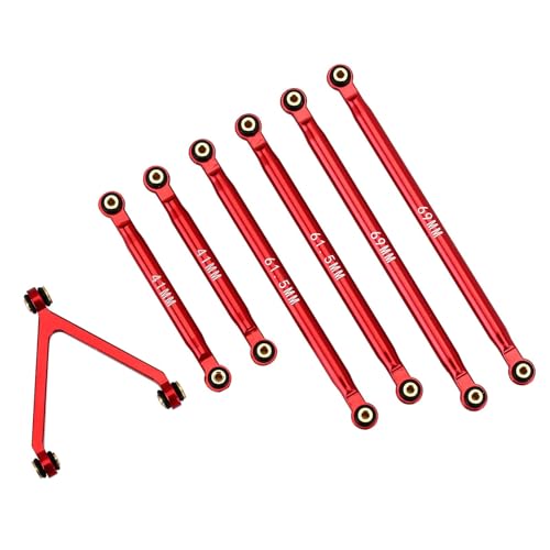Yurefax CNC Aluminium Chassis Links 1/24 RC Crawler Auto LWB 133,5mm, for Axial, for SCX24 Deadbolt AXI90081 B17 AXI00004 Querlenkerverbindung(Red) von Yurefax