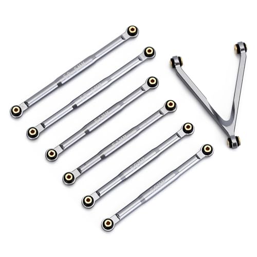 Yurefax CNC Aluminium Chassis Links Set 1/24 RC Crawler Auto LWB 133,7mm, for Axial, for SCX24 AXI00001, for Chevrolet, for C10 AXI00002 JLU Querlenkerverbindung(Gray) von Yurefax