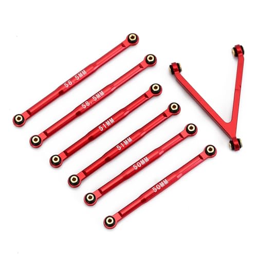 Yurefax CNC Aluminium Chassis Links Set 1/24 RC Crawler Auto LWB 133,7mm, for Axial, for SCX24 AXI00001, for Chevrolet, for C10 AXI00002 JLU Querlenkerverbindung(Red) von Yurefax