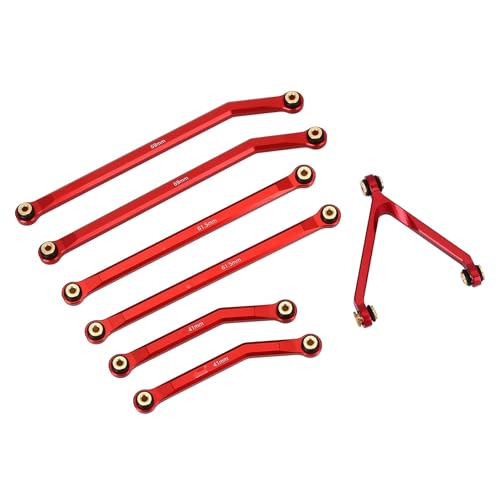 Yurefax CNC Aluminium High Clearance Chassis Links 1/24 RC Crawler Car LWB 133,5 mm, for Axial, for SCX24 AXI90081 Deadbolt AXI00004 B17 Aufhängeglied(Red) von Yurefax