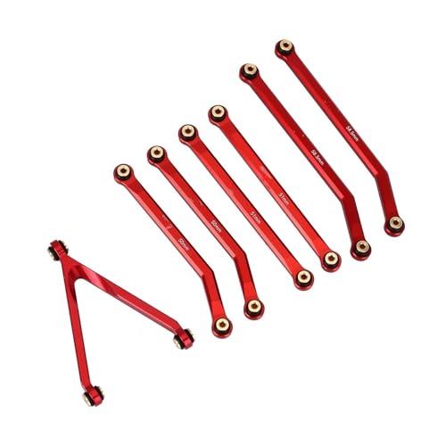 Yurefax CNC Aluminium High Clearance Chassis Links Set 1/24 RC Crawler LWB 133,7mm, for Axial, for SCX24 AXI00001 C10 AXI00002, for Jeep, JLU Querlenkerverbindung(Red) von Yurefax