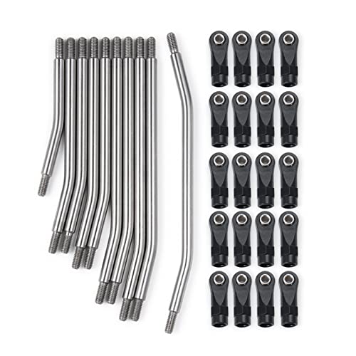 Yurefax Edelstahl-Verbindungsstange und Stangenende, unmontierter Bausatz 1/10, for Axial, for SCX10 SCX10 II 90046, for Wraith 90018 90048 Querlenkerverbindung(for SCX10 II-313mm) von Yurefax