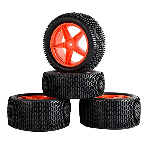 Yurefax Gummireifen ABS-Räder 2 vorne 2 hinten, for HSP, 1:10 Buggy RC 66041-66051 RC-Autoreifen(Red) von Yurefax