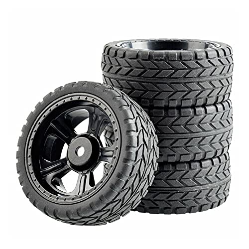 Yurefax Gummireifen-Radsätze, for HSP, for HPI, 1/10 1:10 On-Road Car Racing RC Rim03-6017 RC-Autoreifen(Black Wheel) von Yurefax