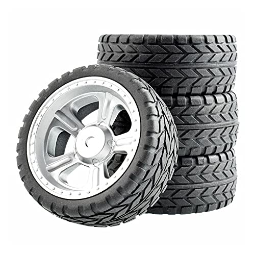 Yurefax Gummireifen-Radsätze, for HSP, for HPI, 1/10 1:10 On-Road Car Racing RC Rim03-6017 RC-Autoreifen(Silver Wheel) von Yurefax