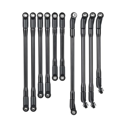 Yurefax Lenkstange aus Legierung, 10-teilig, 313 mm Radstand, Zugstange for alle Autos 1/10, for Axial, for SCX10II 90046 90047 RC Crawler Car Querlenkerverbindung(A) von Yurefax