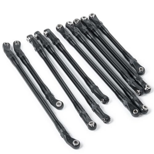 Yurefax Lenkstange aus Legierung, 10-teilig, 313 mm Radstand, Zugstange for alle Autos 1/10, for Axial, for SCX10II 90046 90047 RC Crawler Car Querlenkerverbindung(B) von Yurefax