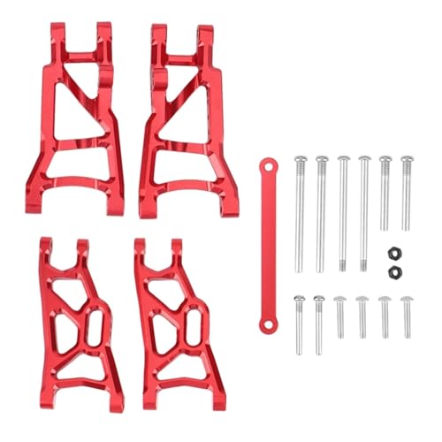 Yurefax Metall-Aufhängungsarme vorne und hinten und Spurstangensatz 1/10, for Traxxas, for 2WD Slash 2555 3631 2532 Querlenkerverbindung(Red) von Yurefax