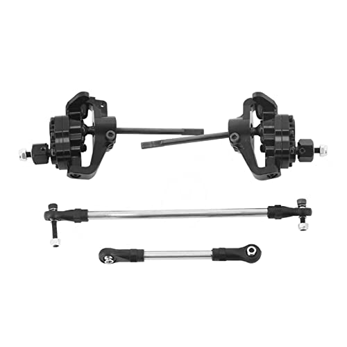 Yurefax Metall-Portalachse vorn hinten mit Lenkstange aus Stahl, for 1/10 RC-Raupenauto, for Axial SCX10 II 90046 90047 AR44-Achse Querlenkerverbindung(Black Front Axle) von Yurefax