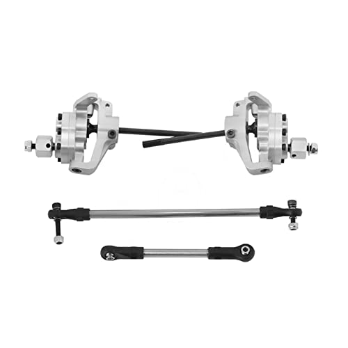 Yurefax Metall-Portalachse vorn hinten mit Lenkstange aus Stahl, for 1/10 RC-Raupenauto, for Axial SCX10 II 90046 90047 AR44-Achse Querlenkerverbindung(Silver Front Axle) von Yurefax