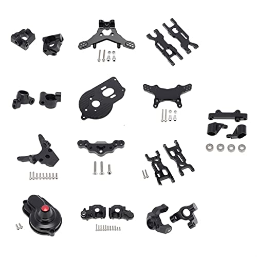 Yurefax Metall-Upgrade-Teilesatz, Achsschenkel-Aufhängungsarmsatz, for Losi, for 1/18 Mini-T 2.0 2WD RC Truck-Upgrade-Teile Querlenkerverbindung(Black) von Yurefax