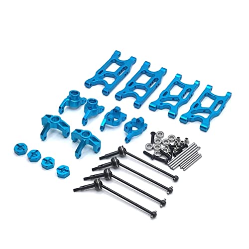 Yurefax Metall-Upgrade-Teilesatz, Querlenker, Achsschenkel, for Wltoys 144001 124019 124018 LC Racing 1/14 RC-Auto Querlenkerverbindung(Blue) von Yurefax