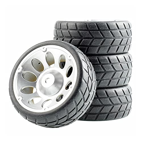 Yurefax Reifen Mit Schwamm Rad, for HSP, for HPI, 1/10 1:10 On-Road Touring Car RC Rim06-6083 RC-Autoreifen(Silver Wheel) von Yurefax