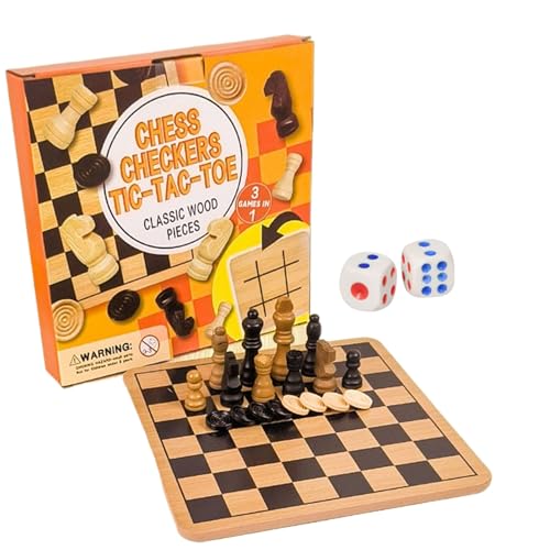 Yurosuis Holz Schachspiel | Klassisches Schachbrett - Unterhaltsames Spielgesellschaftsspiel Doppelseitiges Holzbrett Für Familienspaß Draußen Zuhause Reisen von Yurosuis