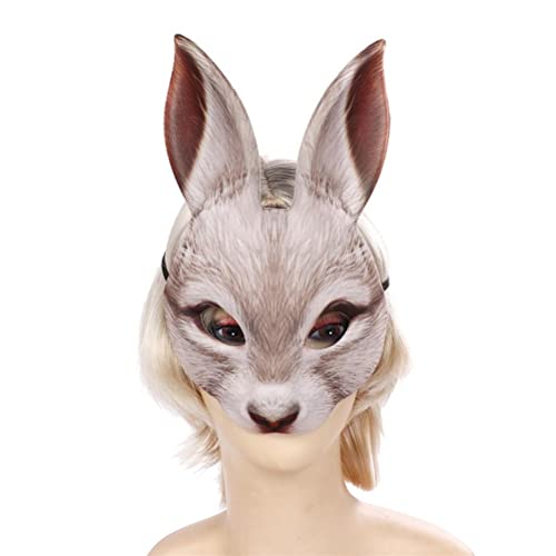 Yusat Kaninchen Cosplay Maske, Halloween Ostern Tier Gesichtsabdeckung EVA Half Face Rabbit Gesichtsabdeckung für Maskerade Kostüm Party Cosplay Requisiten von Yusat