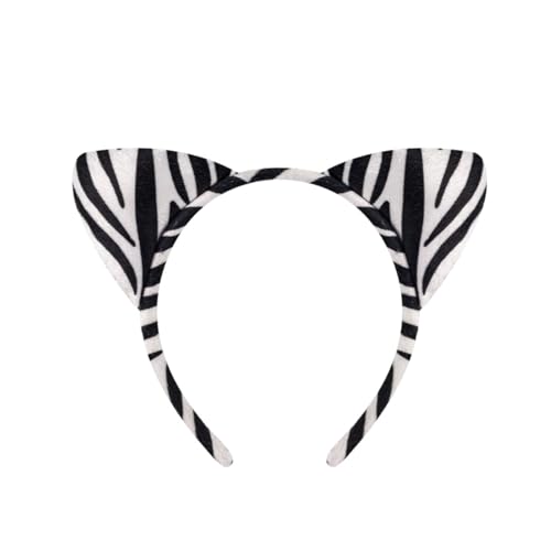Tier Kostüm Haarreif, Zebra Ohren Stirnband, Katze Ohr Stirnband, Löwe Stirnband, niedliche Tiere Kostüm Haarreifen Kinder Frauen Zubehör Tierhaarschmuck für Karneval Feiertagsparty (Zebra) von Yusat
