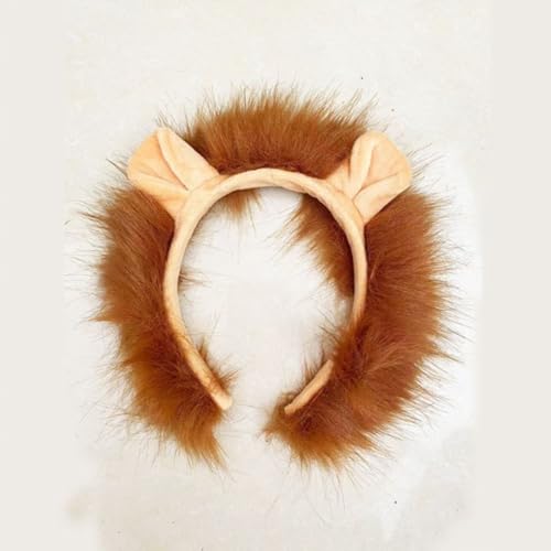 Tier Kostüm Haarreif, Zebra Ohren Stirnband, Katze Ohr Stirnband, Löwe Stirnband, niedliche Tiere Kostüm Haarreifen Kinder Frauen Zubehör Tierhaarschmuck für Karneval Feiertagsparty (Löwen) von Yusat