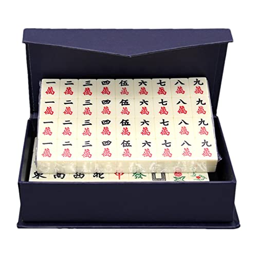 Yusheng Mahjong Set, Traditionelle Chinese Mahjong Set, 144-teiliges Mahjong-Fliesen-Set, Für Familie Reise Familie Freunde Partyspiel, 2 Würfeln, 1 Aufbewahrungsbox von Yusheng