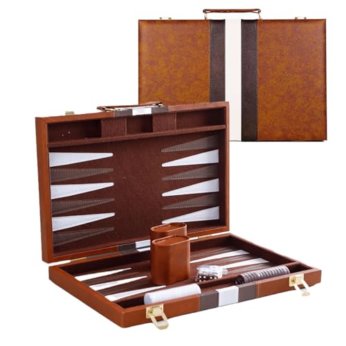 Yushengtai Backgammon Holz mit Würfelbecher, 15 Zoll Backgammon Reise, Klassisches Brettspiel für Erwachsene Kinder von YushengTai