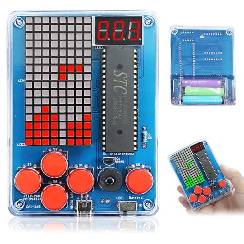 DIY Elektronik Spielekonsole Löt Bausatz Tragbare Spielekonsole Löten Bausatz mit Acrylgehäuse Elektronik Lötübung Bausatz für Anfänger und Fortgeschrittene von YushengTai