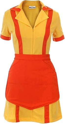 YushengTai 2 Broke Girls Kostüm, Caroline & Max für 2 Broke Girls Fans Diner Uniform mit Schürze, Karneval Kostüm Damen, für Karneval, Fasching, Mottoparty (S) von YushengTai