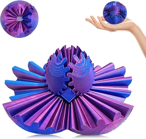 YushengTai 3D Gear Ball, 8cm Gear Sphere Fidget Toy, Steampunk Whirling Wonder Fidget Ball Spielzeug, Fidget Cube 3D Gedruckt Gear Ball für Stress & Angst (Lila) von YushengTai