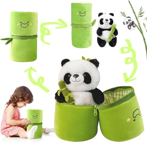 YushengTai Panda Kuscheltier, Flauschige Panda-Puppe, 24cm Panda Plüschtier Stofftier, Panda Plüsch-Plüschtier, Bambus Plüsch Panda-Plüschtier Panda versteckt Sich in Bambusbeutelspielzeug von YushengTai