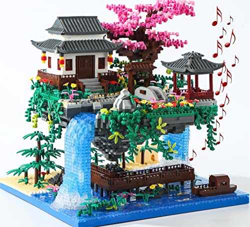 Yushinv Sakura Baumhaus Bauklötze Kit mit Geschenkbox 3320 Stück,Original Musik Kirschbaum Bonsai Baukasten Typ:Symphony, Japan Sakura Baumhaus Lichter Baukasten,Bonsai Baum Kirschblüten Baustein von Yushinv