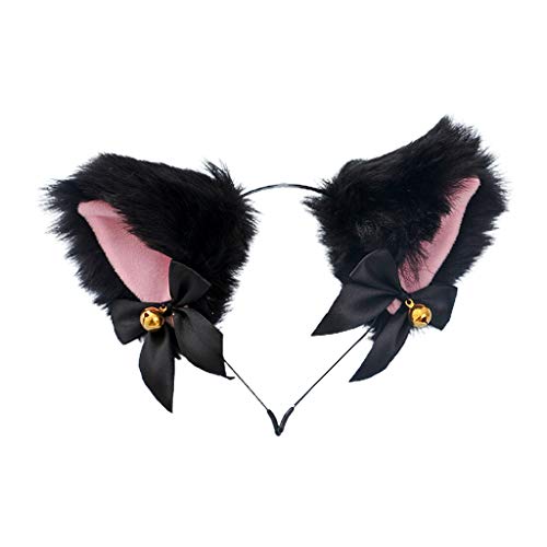 Yushu Cosplay Plüsch Katze Ohr Bell Stirnband, Frauen süße schöne Anime Stirnband, süße pelzige Plüsch Katzenohren Haarreif mit Schleife, kleine Glocken Kostüm Yushu Cosplay Plüsch Katze Ohr Bell Stirnband, Frauen süße schöne Anime Stirnband, süße pelzige Plüsch Katzenohren Haarreif mit Schleife, kleine Glocken Kostüm von Yushu