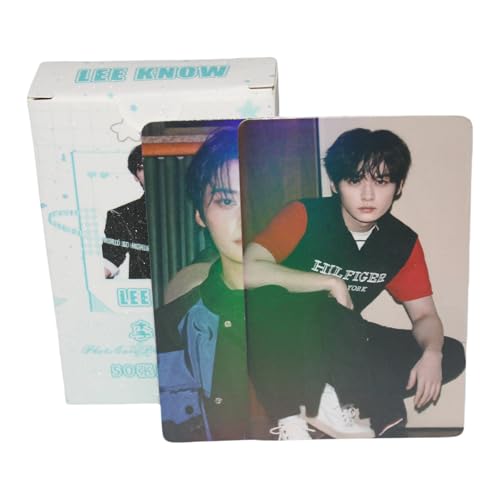 Stray Kids Laser-Fotokarten, 50 Stück, Stray Kids Album, Fotokarten mit Holo-Effekt, Stray Kids Kpop Geschenk, Lomo Karten, Merch für Jungen und Mädchen (Lee Know Laser-Karte) von Yuto