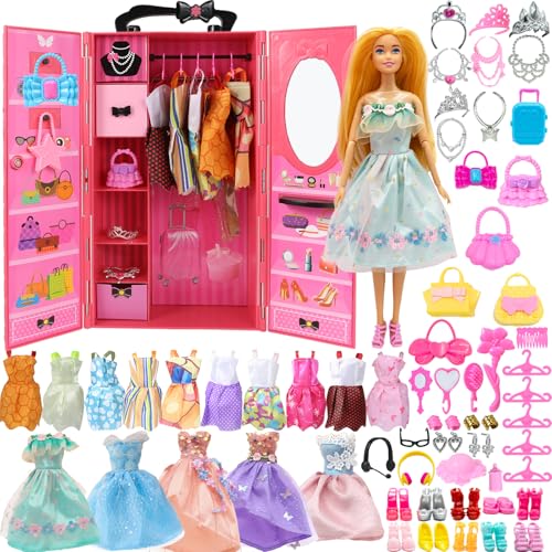 Yutoy Kleiderschrank mit Puppe mit Kleidung Set,mit Puppe Prinzessin,Kleidung,Kleider,Schrank,Schuhe,Puppenschrank,Kleiderschrank mit Zubehör Yutoy Kleiderschrank mit Puppe mit Kleidung Set,mit Puppe Prinzessin,Kleidung,Kleider,Schrank,Schuhe,Puppenschrank,Kleiderschrank mit Zubehör von Yutoy
