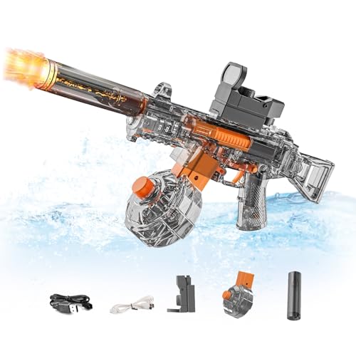 Elektrische Wasserpistole Mit Blitz Effekten, Automatische Hydroblaster Wasserpistole, Wiederaufladbarer Batterie Pistole, Für Kinder,Erwachsene Strandpool Wasserspaß Spielzeug (Schwarz) von YuuFcy