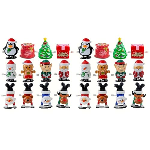 YuuFcy Aufziehspielzeug Rentier Pinguin Schneemann Weihnachtsmann Figur Aufziehfigur, Weihnachts-Aufziehspielzeug für Kinder&Erwachsene, Weihnachten Deko Figuren (24PCS) von YuuFcy