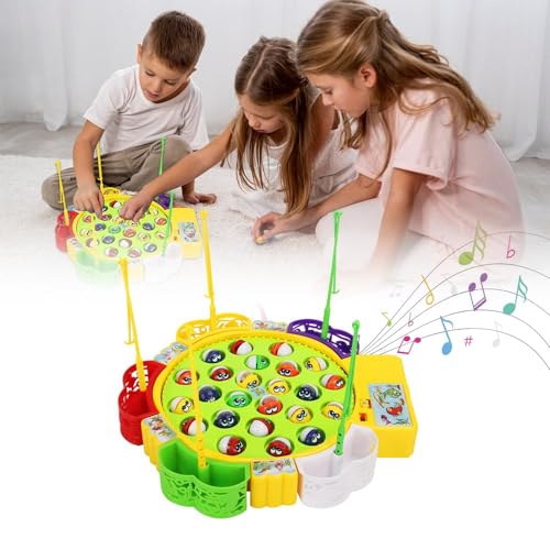 YuuFcy Kinder Magnetische Angelspiel, Fishing Game Angeln Spiel Spielzeug ab 2 3 4 Jahre Mit 4 Kinderangel, Kinderspiele Magnet Spielzeug Kinder Angelspiel Magnetspiel für Junge Mädchen (24 Fische) von YuuFcy